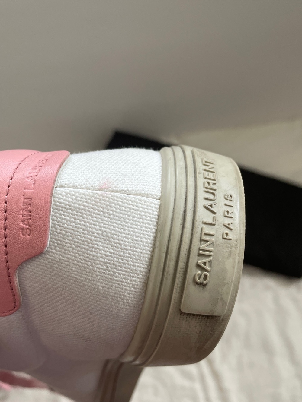 Saint Laurent Pink and White leather-trimmed Canvas Sneakers - Picture 12 of 14